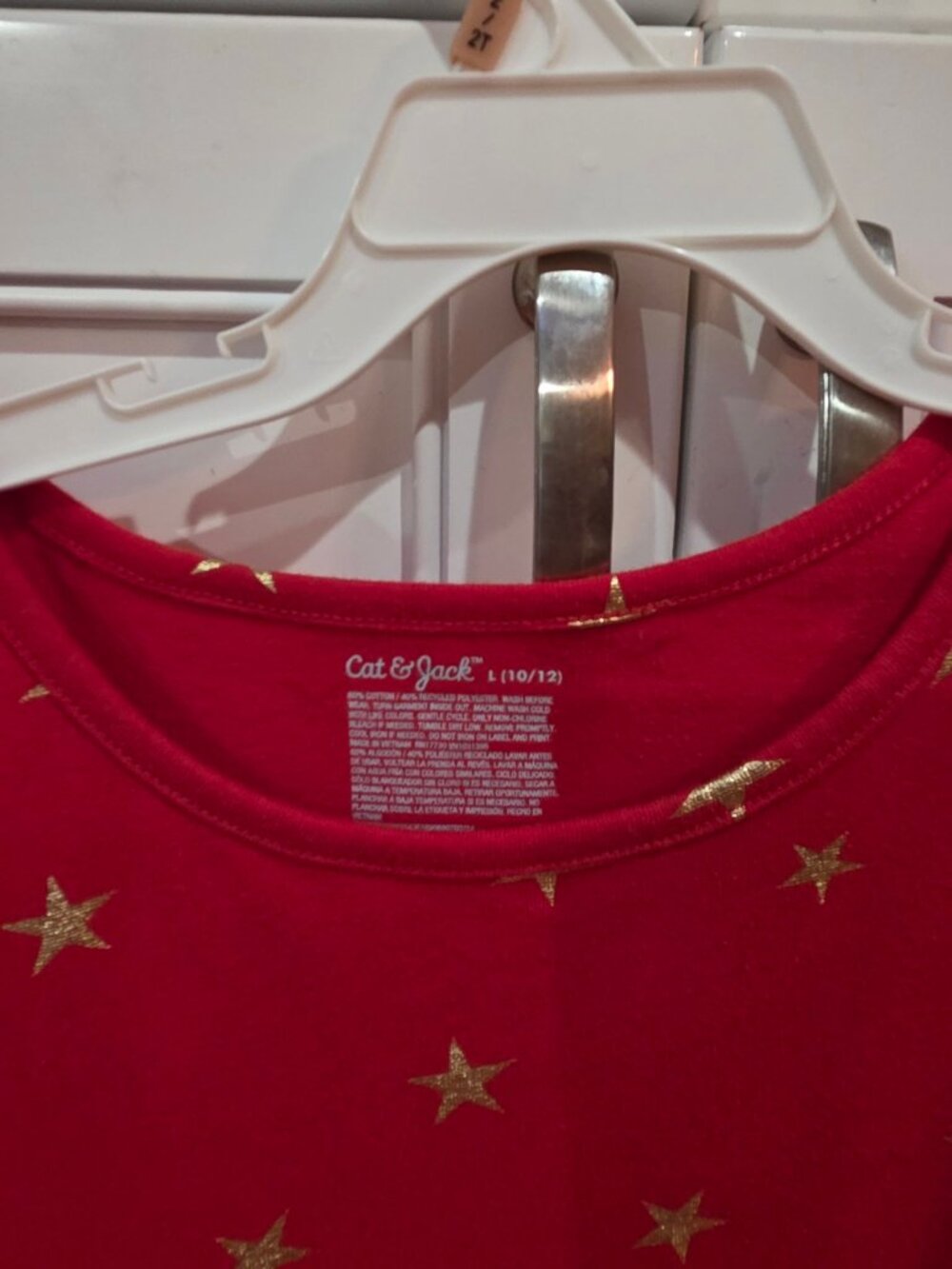Cat & Jack Red Gold Star Dress Girls L 10/12